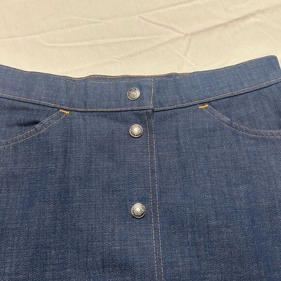 Vtg 70s Levi's Button Front Denim A-Line Skirt Made in USA Orange Label Size S/M - Picture 6 of 10